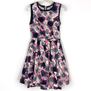 Juicy Couture Dress Size 0 Pink Black Floral Layered Fit & Flare Punk Grunge